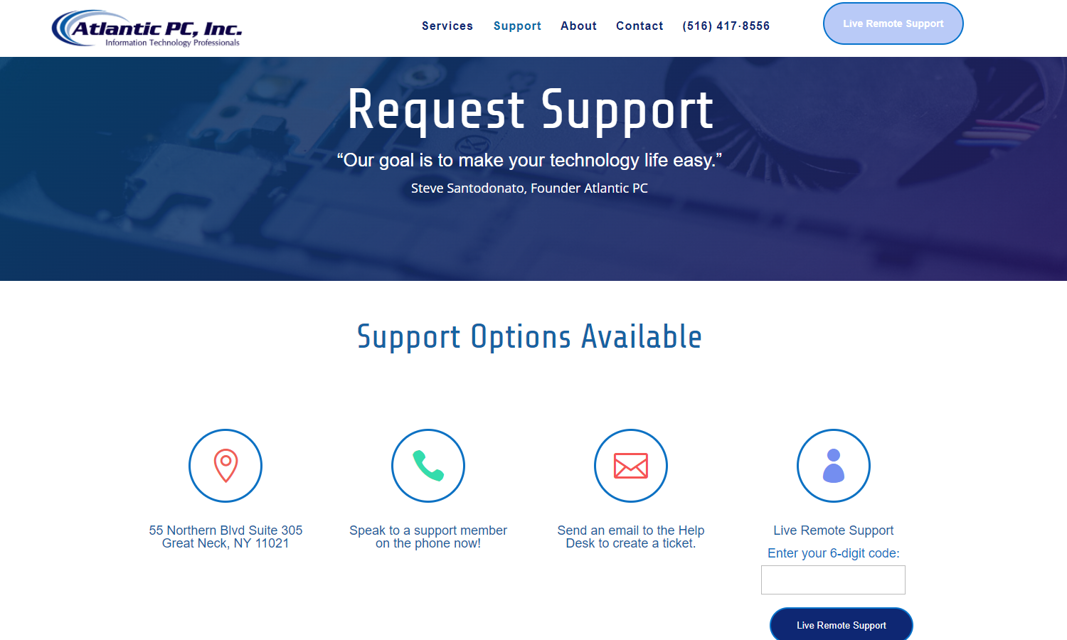Altantic PC Web Design - Support Page