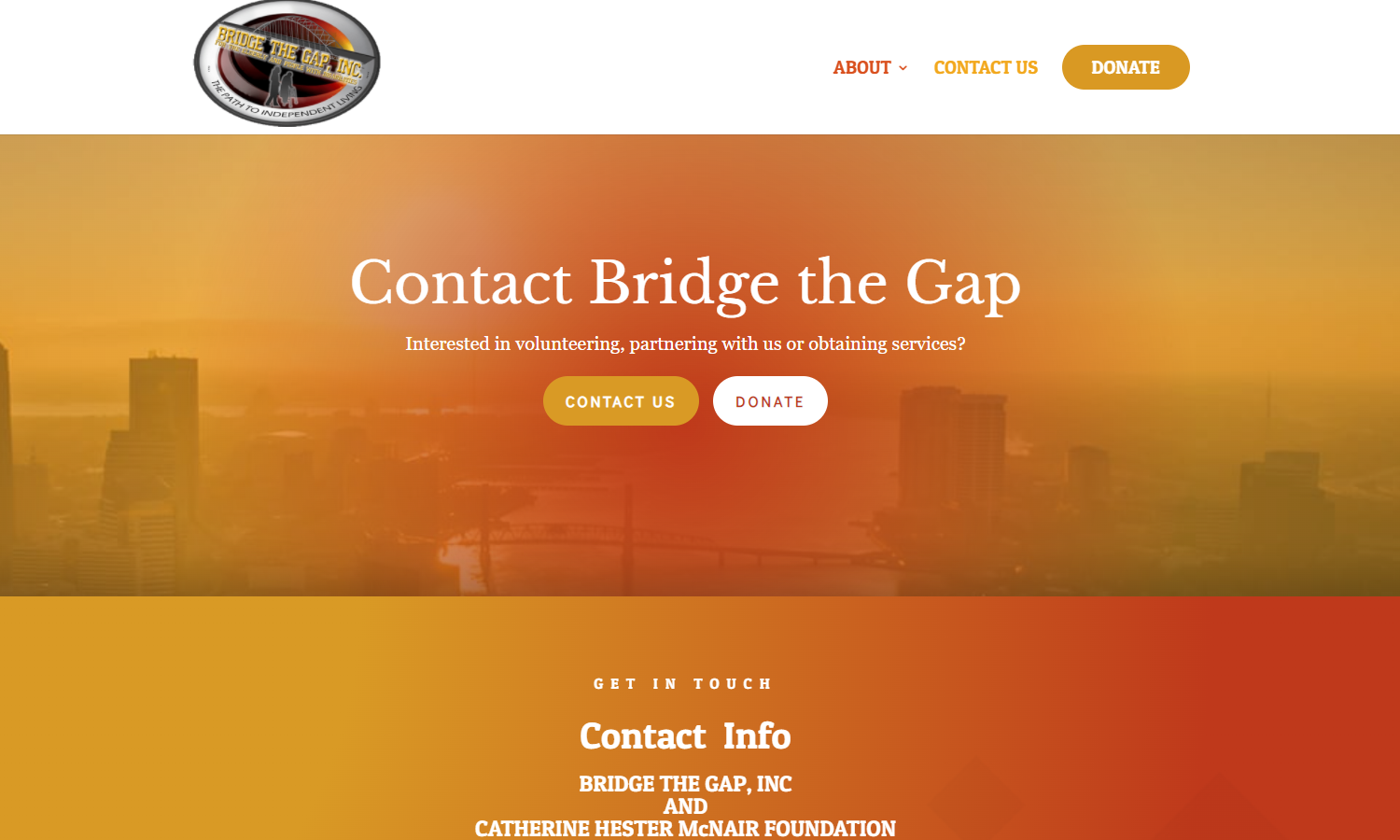 Bridge the Gap Non-Profit Web Design - Contact