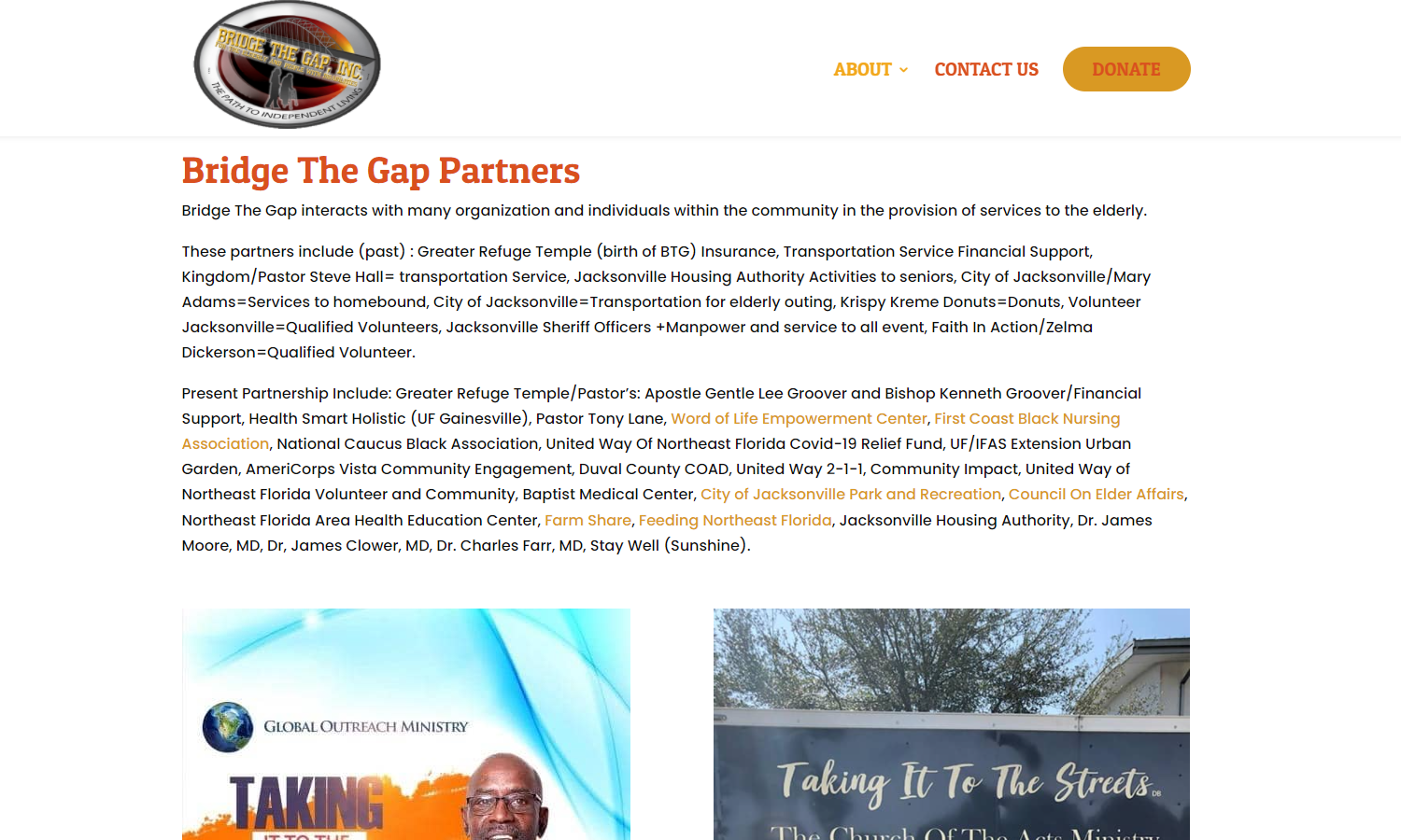 Bridge the Gap Non-Profit Web Design - Partnerships