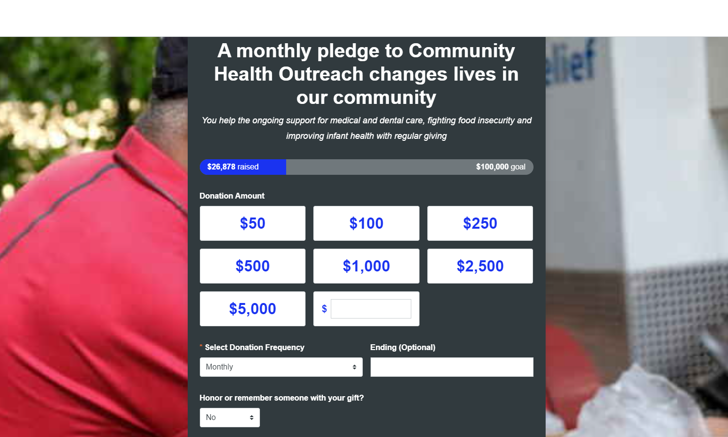 Community Health Outreach Non-profit Web Design - Donation Page