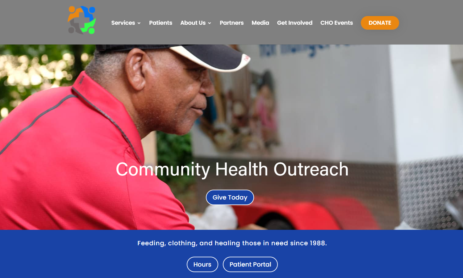 Community Health Outreach Non-profit Web Design - Home Page