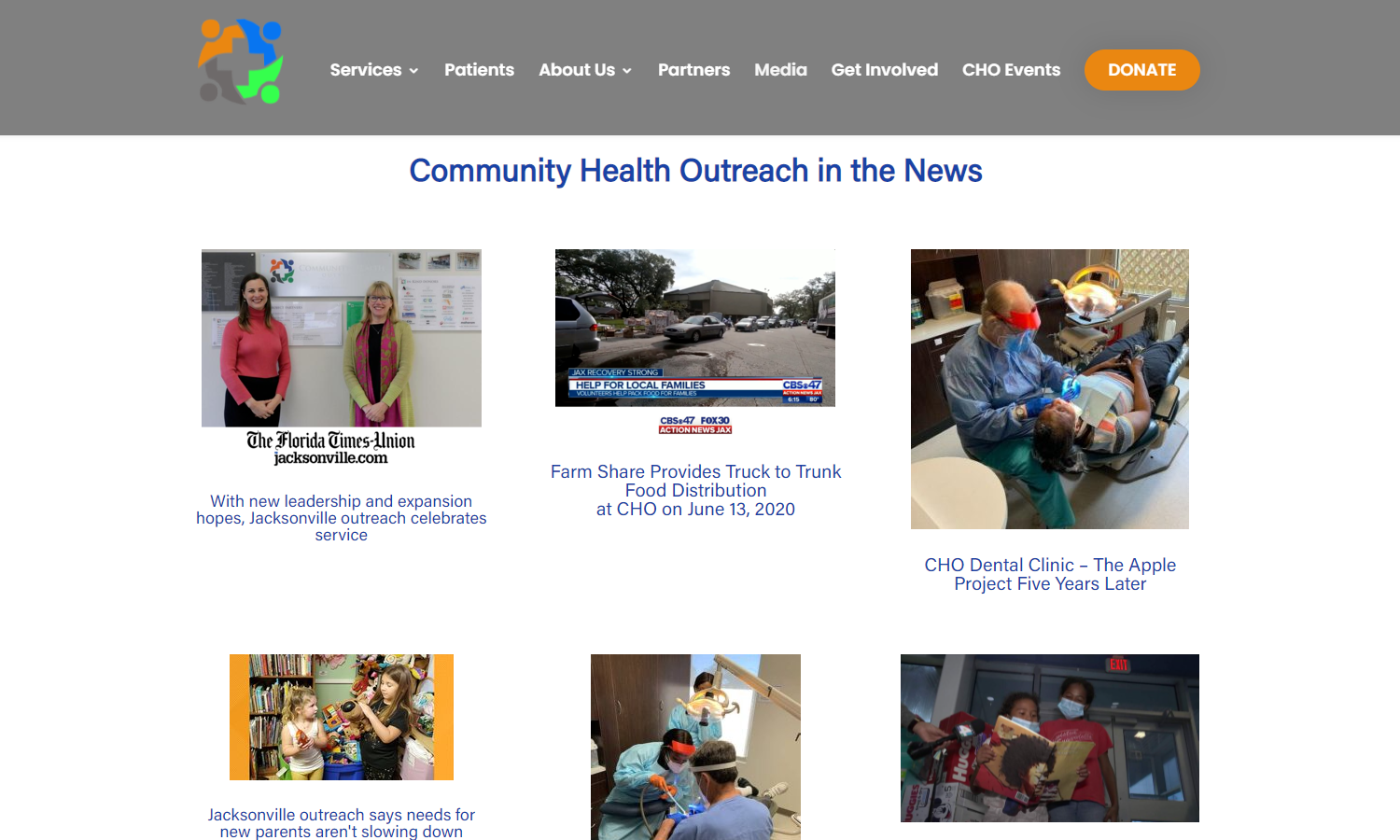 Community Health Outreach Non-profit Web Design - News Page