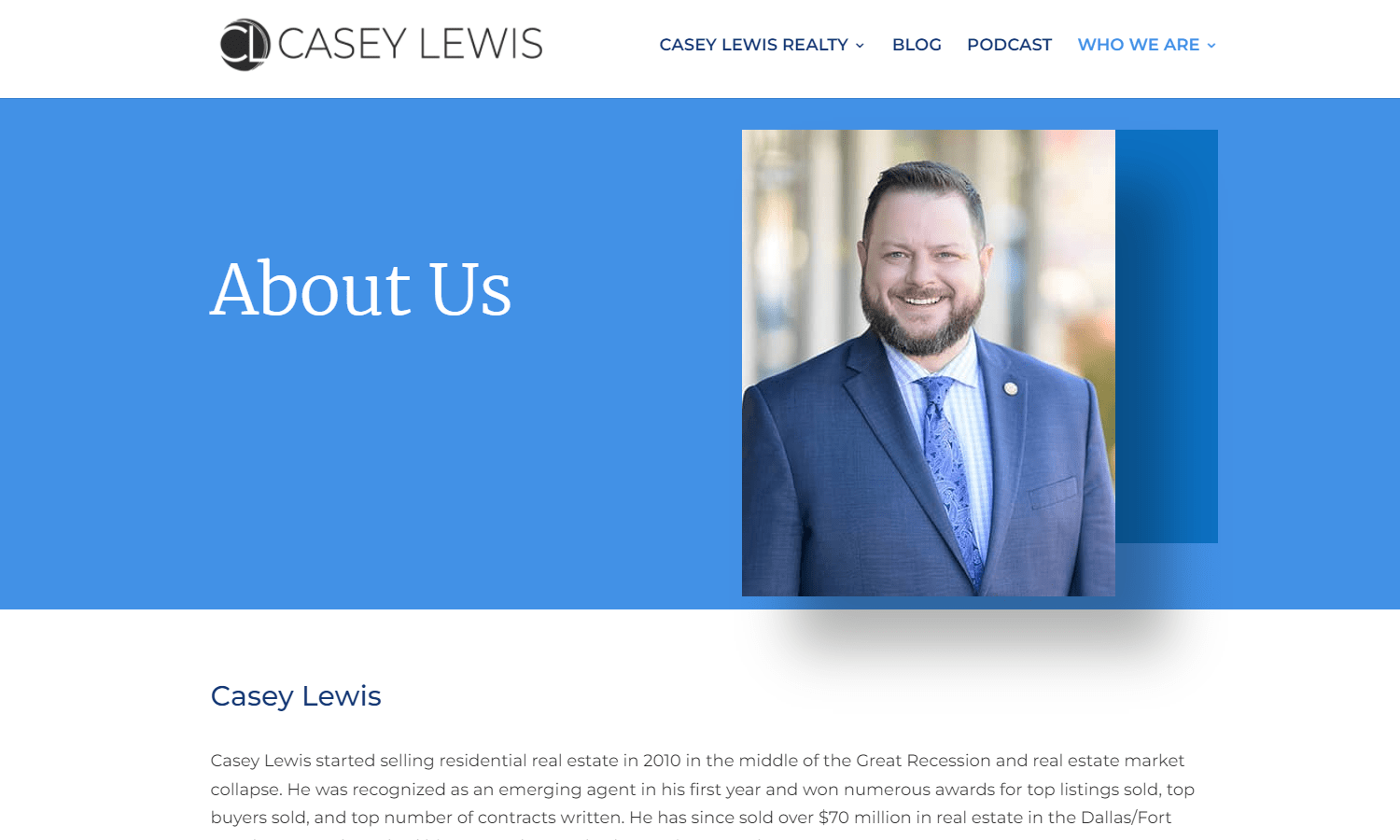 Casey Lewis Realty Website Design - About