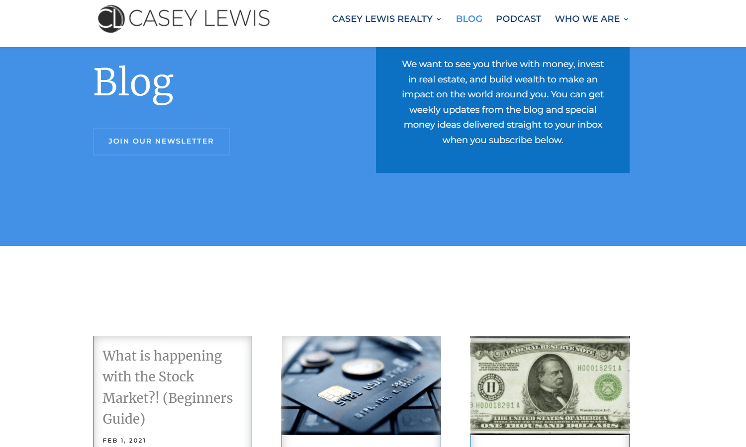 Casey Lewis Realty Website Design - Blog