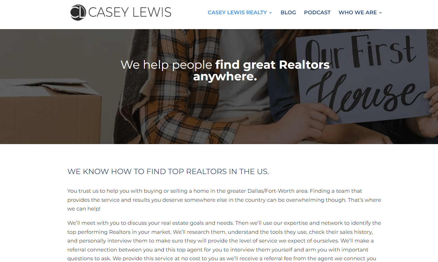 Casey Lewis Realty Website Design - Find Realtor