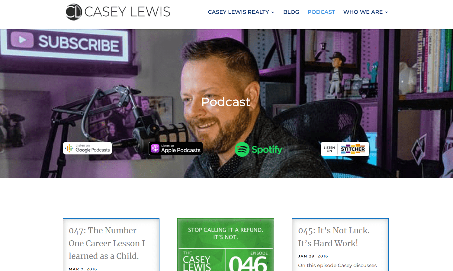 Casey Lewis Realty Website Design - Podcast