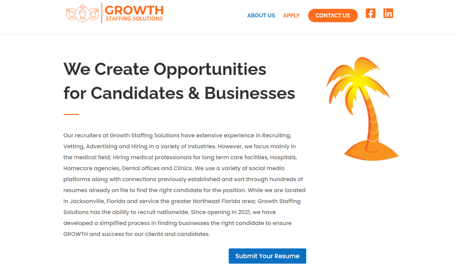 Growth Staffing Solutions Web Design About Page