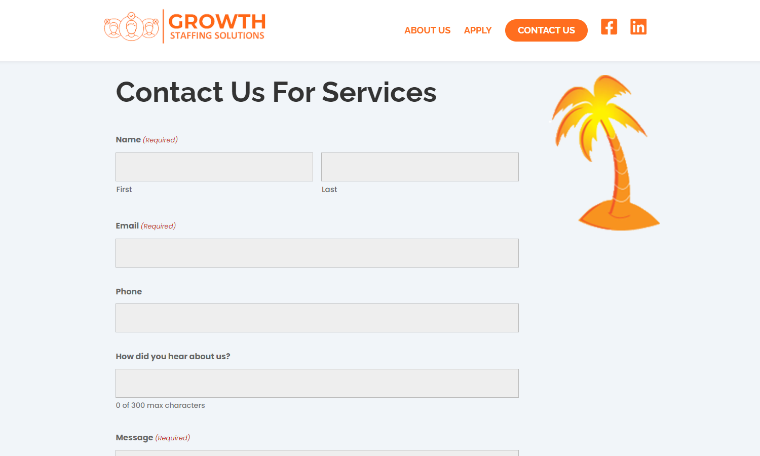 Growth Staffing Solutions Web Design Contact Page