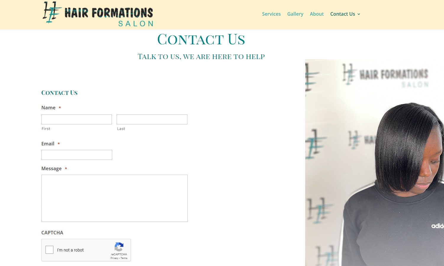 Hair Salon Web Design Contact Page