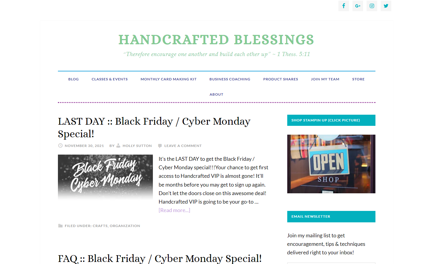 Handcrafted Blessings Web Design Home Page