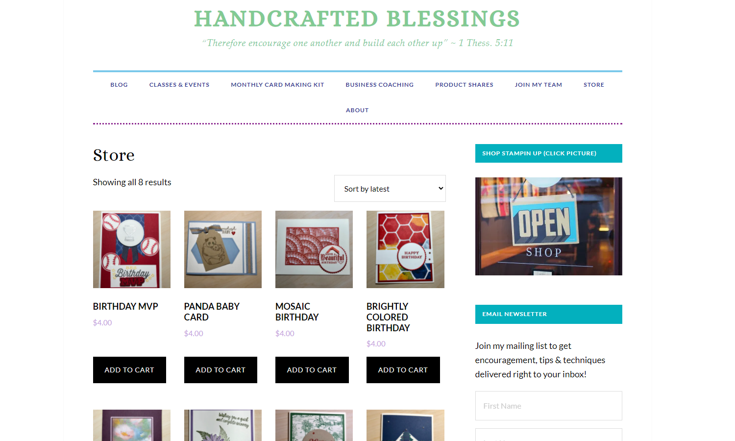 Handcrafted Blessings Web Design Store