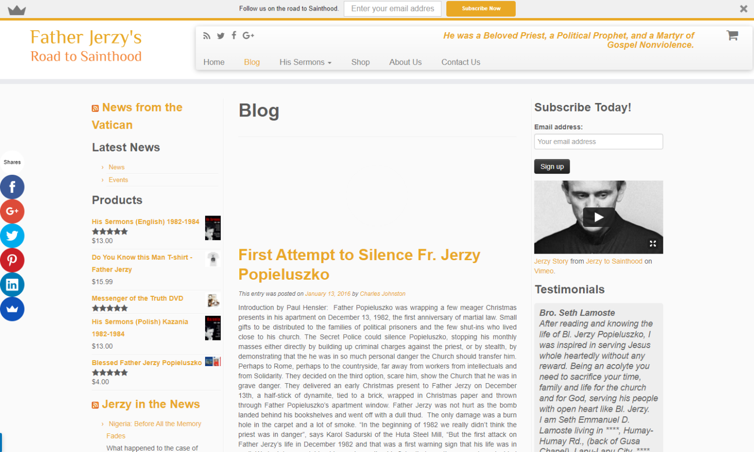 Jerzy2Sainthood Web Design Blog Page