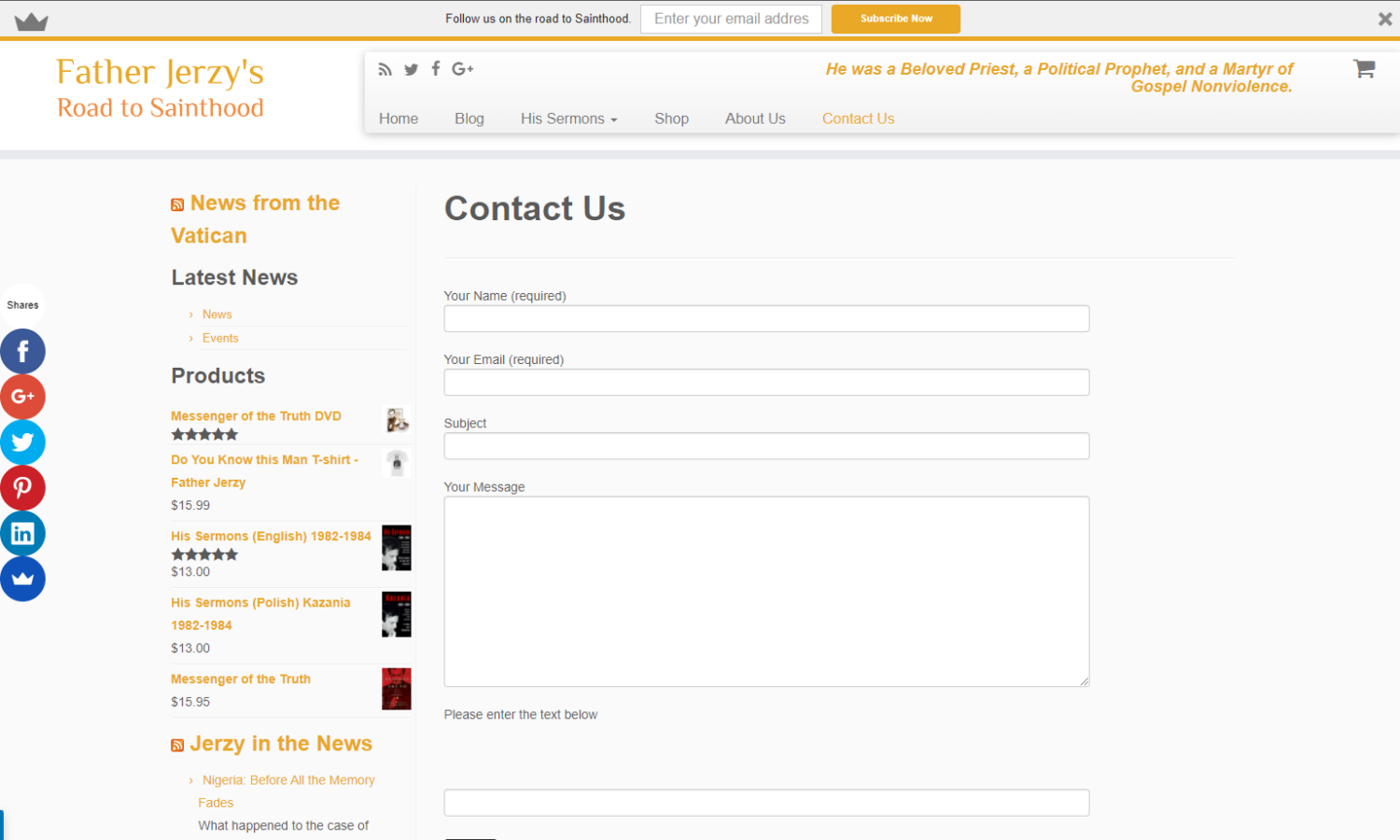 Jerzy2Sainthood Web Design Contact Page