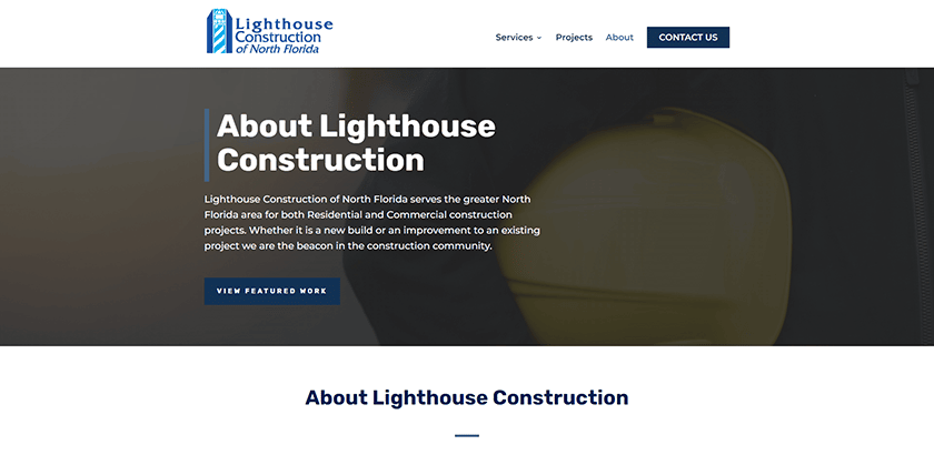 lighthouse construction of ne florida, construction website, wix to WordPress