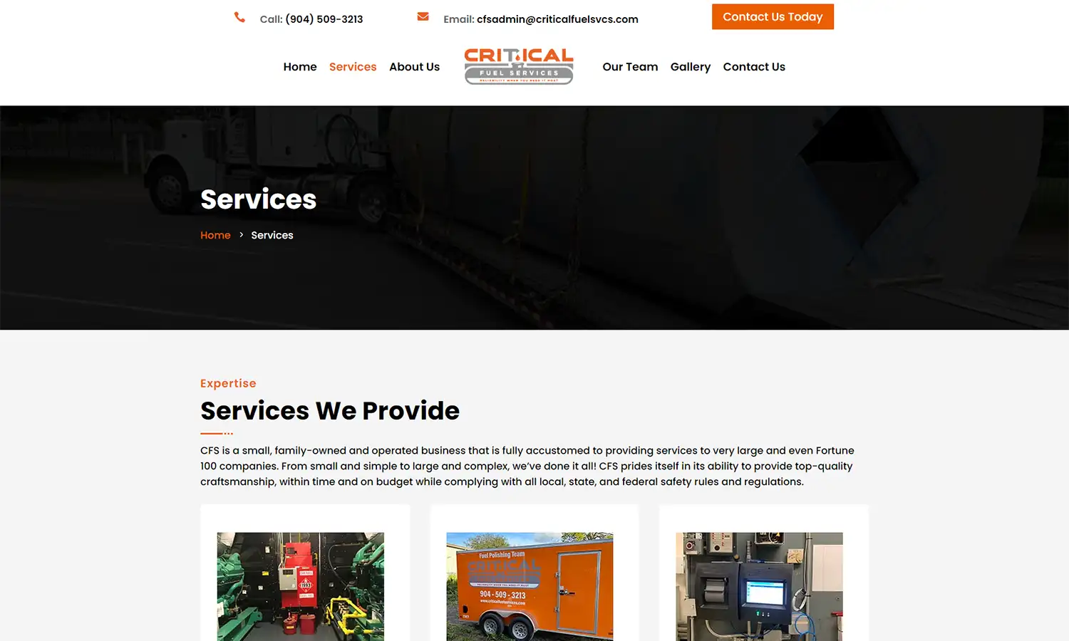 critical fuel services, commercial website